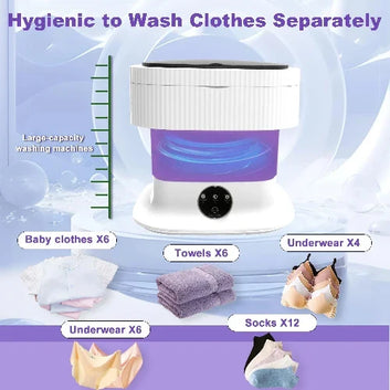 Portable Folding Washing Machine – 11L Mini Washer, Compact Design